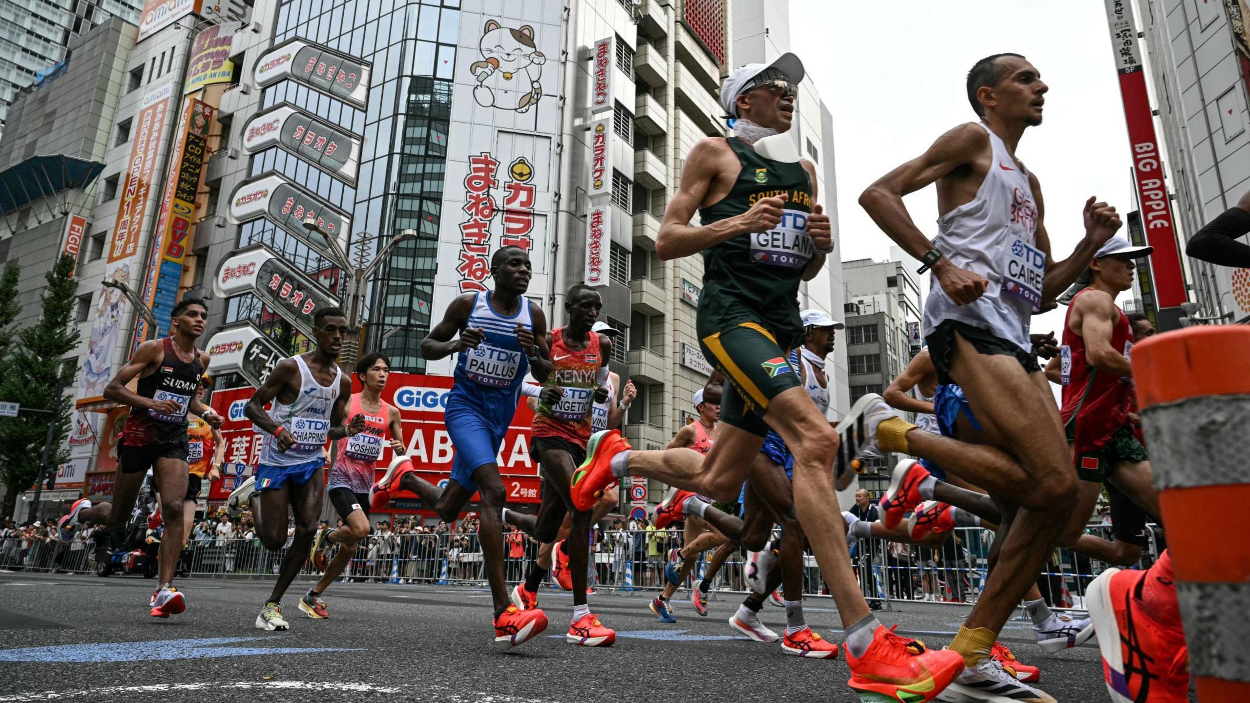 Great Britain's Emile Cairess competes in the men's marathon in Tokyo