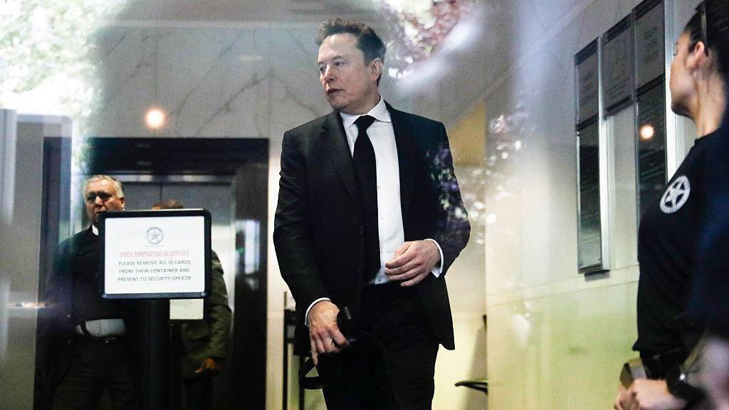 Elon Musk arrives for the trial of against OpenAI held at Dellums Federal Building in Oakland, California Tuesday, April 28, 2026. 